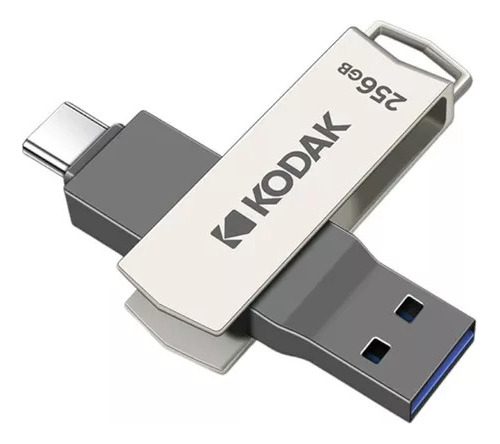 Pen Drive Kodak Dual K273 Series Usb-a 3.2 / Tipo-c 256 Gb Cor Prateado