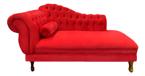 Recamier Barcelona 1,40m Suede Vermelho - Dominic Decor 