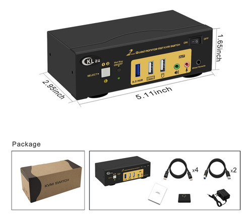 Cklau Mst Displayport Hdmi Kvm Switch Quad Monitor, (2 Dp