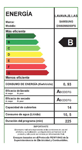 Lavavajillas Samsung Dw60m6050fs 14 Cubiertos