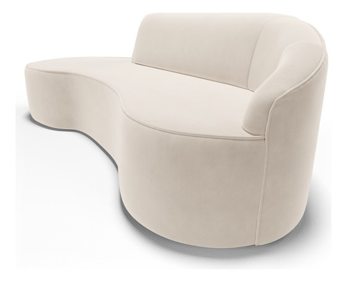 Sofá Living 3 Lugares 210cm Braço Dir Mozart Veludo Bege Cor Creme