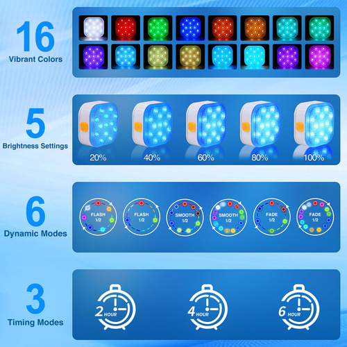 Luces De Piscina Led Recargables Sumergibles Ip68 16 Colores Color Del Producto Color De La Luz