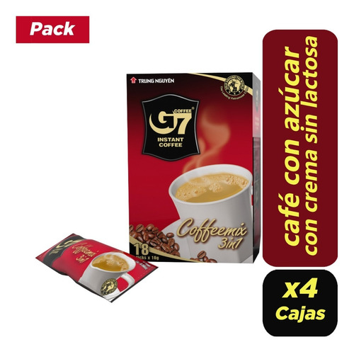 Pack 4 Café Con Crema Sin Lactosa G7 Coffee - Trung Nguyen