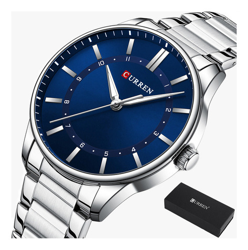 Relógio De Quartzo Casual Para Negócios Curren Luminous Cor Da Correia Blanco/azul