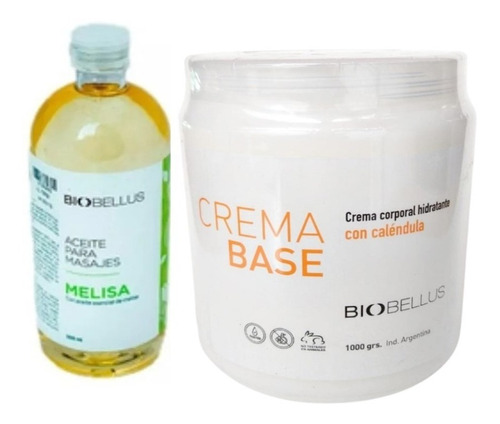 Aceite Melisa 500ml + Crema Base 1k - Biobellus