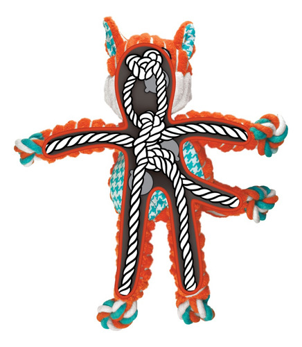 Brinquedo de pelúcia Kong Floppy Knots Fox de pelúcia pequeno/médio, cor: design de raposa laranja
