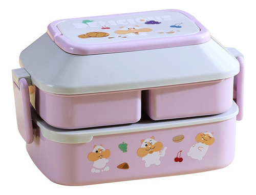 Fiambrera De Doble Capa Con Compartimentos Lonchera Bento