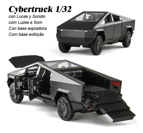 Tesla Cybertruck Miniatura Metal Coche Con Base Expositora