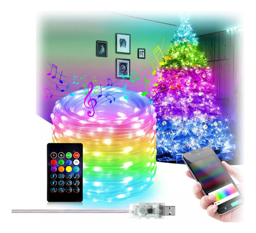 Luces Navidad Bluetooth Led Pixel Ranibow App Arbol Colores