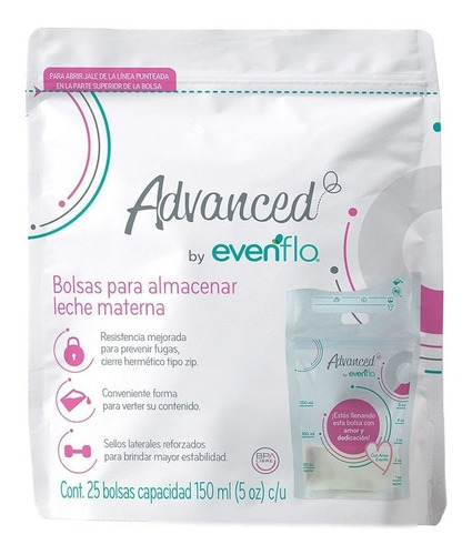 Bolsas Para Leche Materna Evenflo 25 Pzas 5 Oz 150 Ml