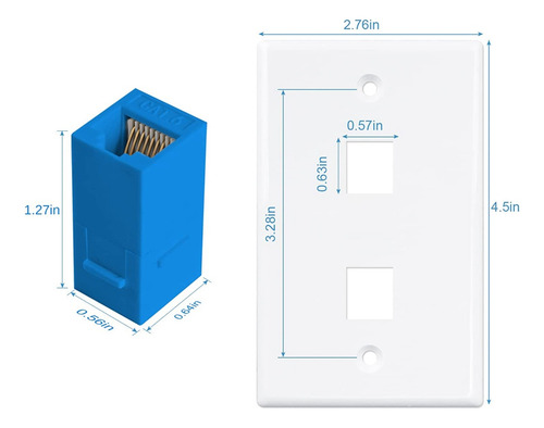 Placa De Pared Ethernet De 2 Puertos, Rj45 Cat6 Hembra A Hem