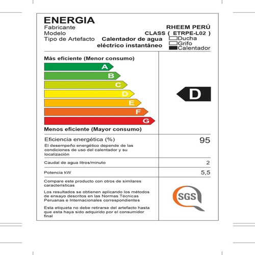 Rapiducha Rheem Class 5.5kw