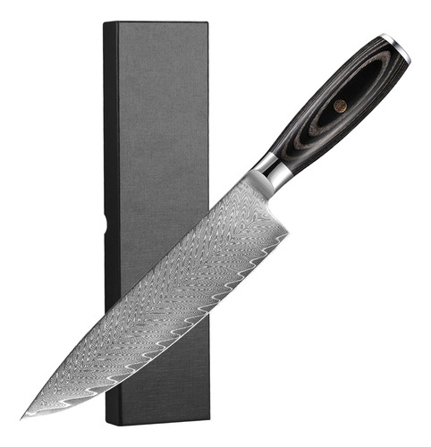 Cuchillo De Chef Plys Damascus Con Mango De Madera De Acero