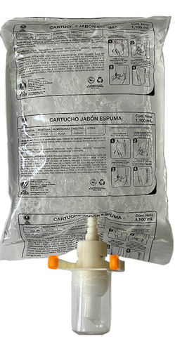 Cartucho Jabon Espuma Antibacterial Para Mano 1.1 L 4 Pack