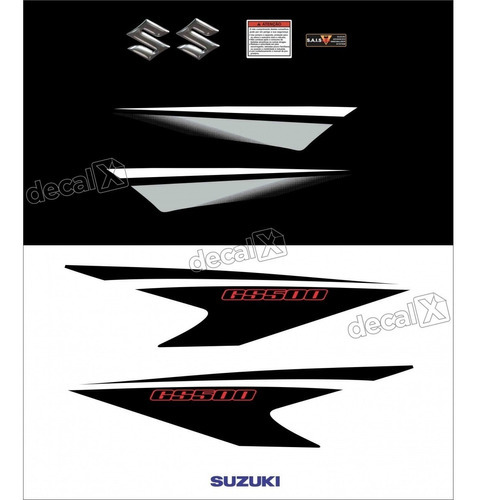Kit Adesivo Emblema Compatível Com Suzuki Gs500 Preta Gs504 Cor Adesivo Lateral Gs500 Preta