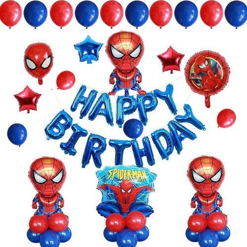 Kit Globos Spiderman Para Cumpleaños Decoración Superheoes