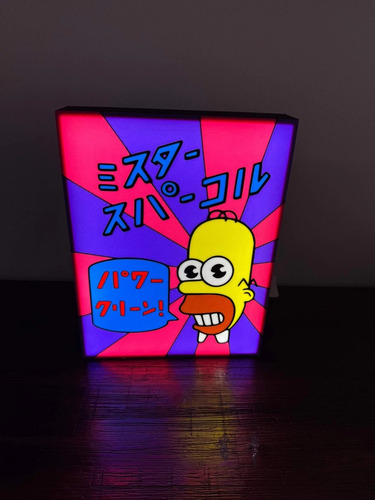 Cartel Cuadro Luminoso Led Homero Mr Chispa Los Simpson Negro