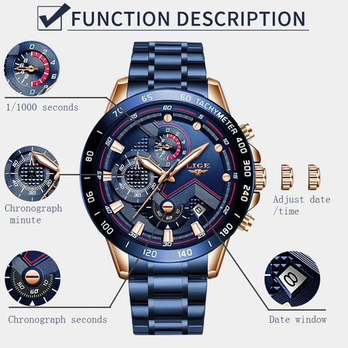 Relogio Masculino Lige Original 9982 Importado - Frete Grati