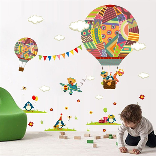 Vinil Decorativo Infantil Globo Aerostático Recamara Cuarto