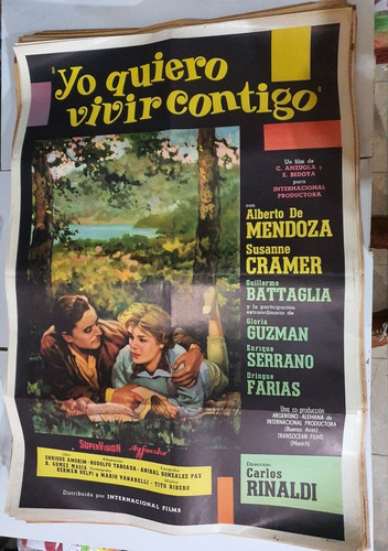 Antiguo Afiche De Cine Original-yo Quiero Vivir Contigo-sb