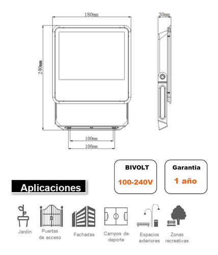 Proyector Led Reflector Bellalux 50w Luz Fría Exterior