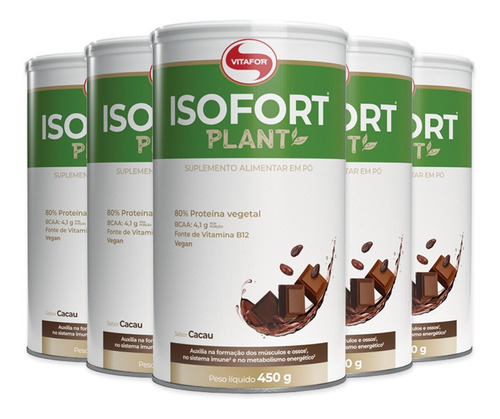Kit 5 Isofort Plant Vitafor 450g Cacau