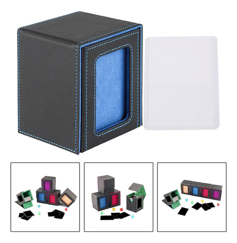 Caja De Almacenamiento Para Mazos De Cartas, Forro Azul