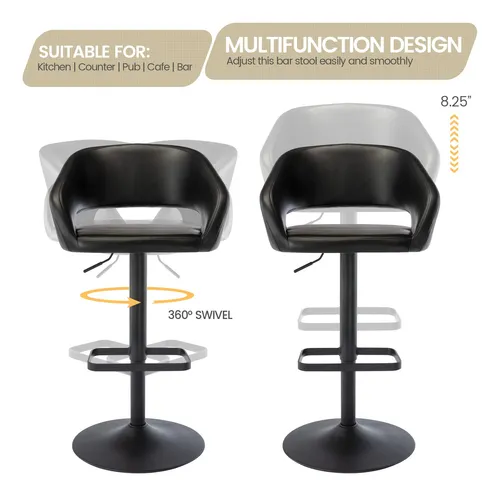 Vogue Furniture Direct Taburete De Bar Ajustable Con Respal.