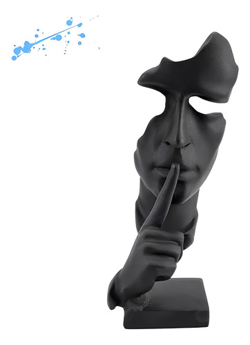 Estátua Decorativa Minimalista Face Silêncio Em Resina 