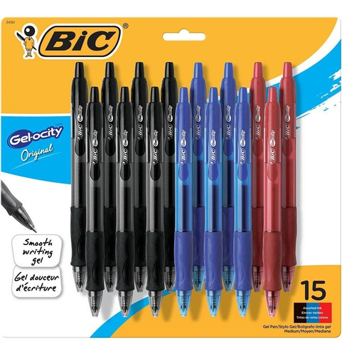 15 X Bic Gel-ocity Retractable Gel Pen