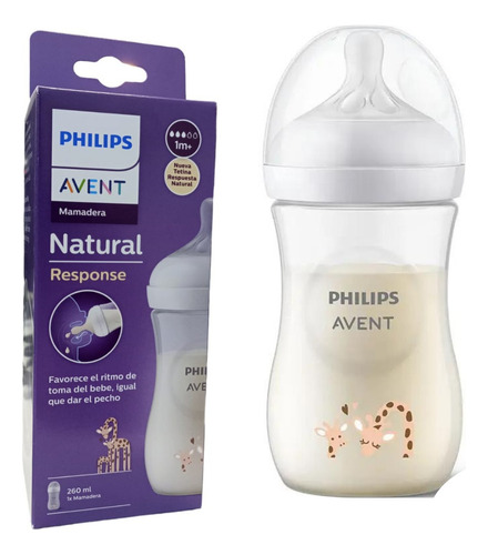 Mamadera Avent Natural Response 260ml + 1 Mes Flujo Medio