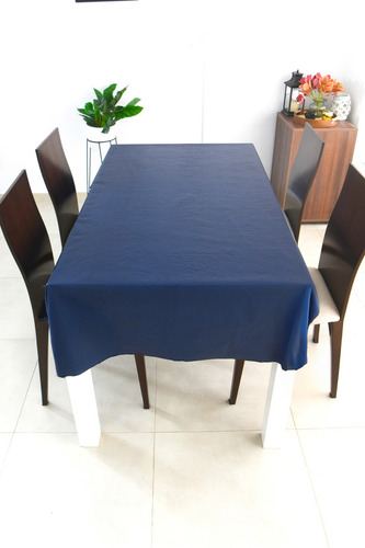 Mantel Cuerina Impermeable Cuadrado 1.40x1.40 Ecocuero Color Azul Francia Liso