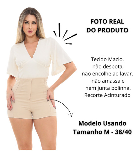 Kit 2 Shorts Bermuda Feminino Alfaiataria 34 A 44 +7 Cores