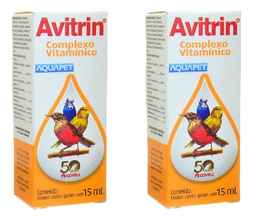 Complexo Vitamínico Para Pássaros 15ml Avitrin Kit 2 Unid