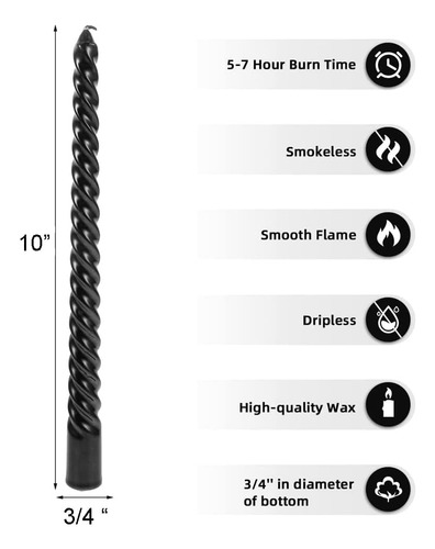 Velas Cónicas De 10 Pulgadas Shashamurat, Velas Sin Perfume