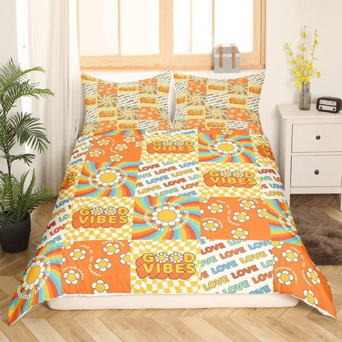 Feelyou Juego De Ropa De Cama Retro Hippie Con Flores 60s 70