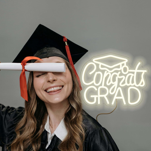 Señal De Neón Led Felicidades Grad 2025 32x25 Cm Dimmable