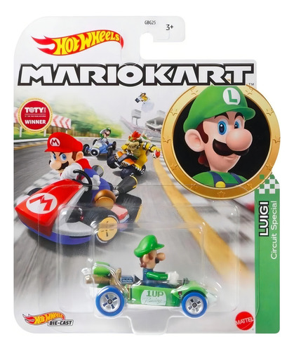 Carrinho Hot Wheels Mario Kart Luigi Circuit Special