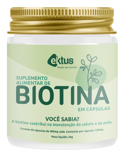 Biotina 750mg Firmeza Crescimento Saúde Cabelos Unhas Pele