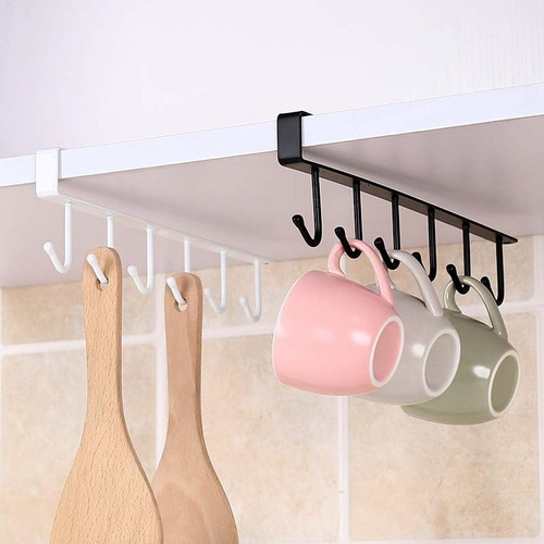 Imagen 1 de 7 de Soporte Metal 6 Ganchos Colgador Tazas Y Accesorios Cocina