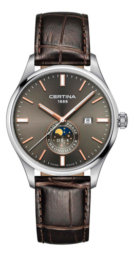 Reloj Certina Ds 8 Fase Lunar Cuero Antracita