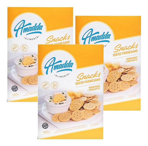 Snacks Queso Parmesano Horneadas Y Crocantes Amadda 180gr X3