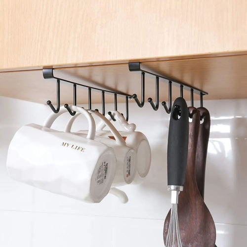 Imagen 2 de 7 de Soporte Metal 6 Ganchos Colgador Tazas Y Accesorios Cocina