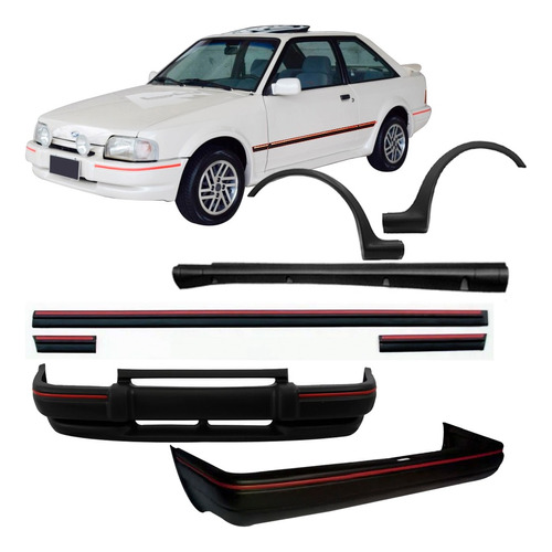 Kit Spoiler Lateral Friso Largo Parachoque Escort Xr3 90/92