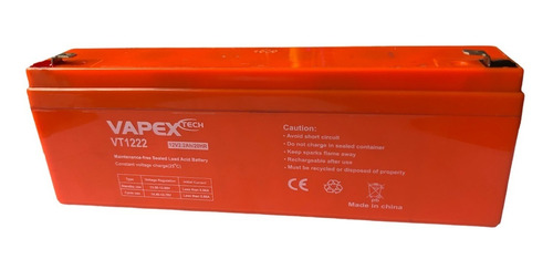 Bateria Vapex Vt1222 De Gel 12v - 2.2 Ah 179x35x61mm