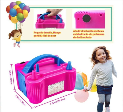 Bomba Globos Infladora Eléctrica Valvula Doble Fiesta Inflar