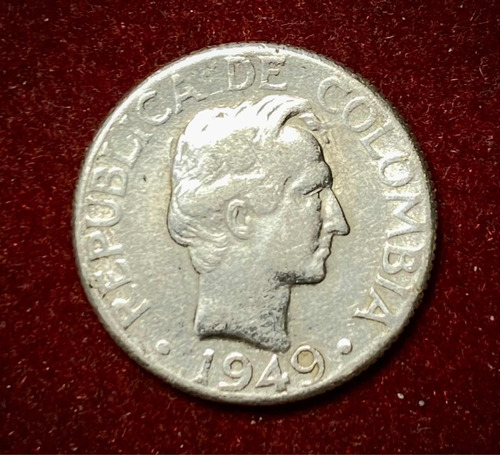 Moneda 10 Centavos Colombia 1949 Km 207 Plata 0.500 Bolívar