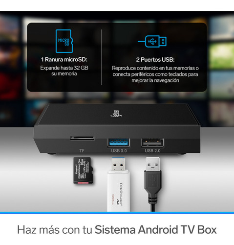 Steren Intv-1000 Sistema Android Tv Box 4k Control Remoto