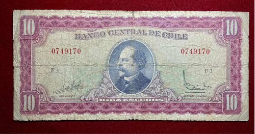 Billete 10 Pesos Chile 1962 Pick 139 A.3 Balmaceda