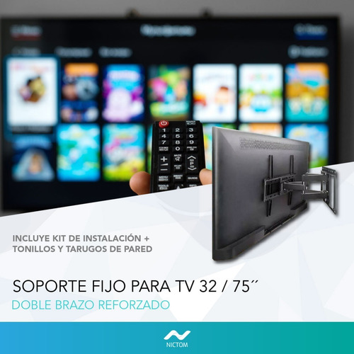 Soporte Tv Led Lcd Smart Articulado Reforzado 32 43 55 50 40 65 39 Móvil 6 Brazos Color Negro Super Resistente